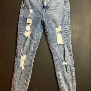 Tinseltown Juniors 7 Blue Denim Distressed Light‎ Wash Stretch Skinny Ankle Jean